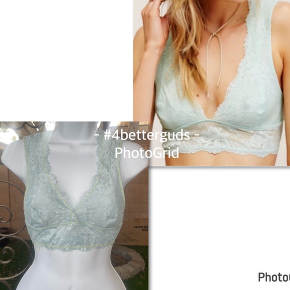 FP Intimately Free People Gallon Lace Deep V-neck Bralette Misty Mint XS TP - Picture 16 of 16